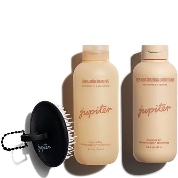 Jupiter Balancing Shampoo Nourishing Conditioner and Scalp Brush Bundle (Worth $83)