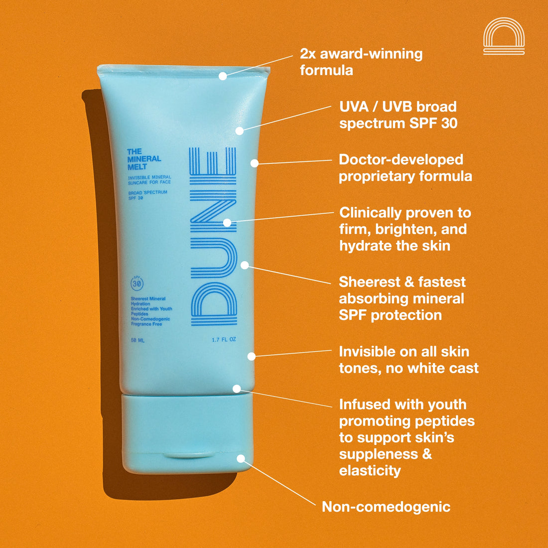 Dune Suncare The Mineral Melt - Invisble Mineral Suncare For Face - SPF 30
