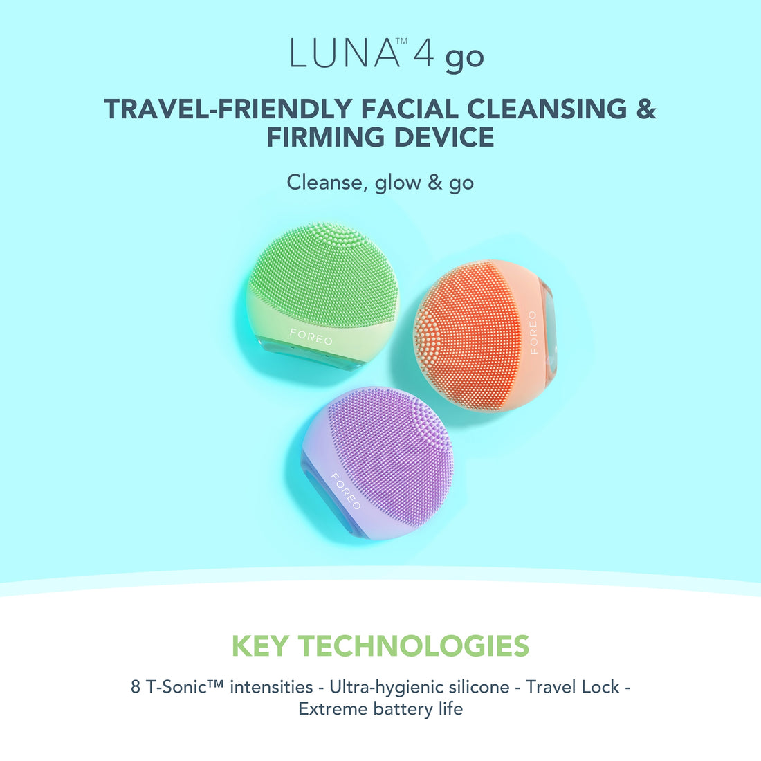 FOREO LUNA 4 GO 2-Zone Facial Cleansing and Firming Device for All Skin Types (Various Colors)