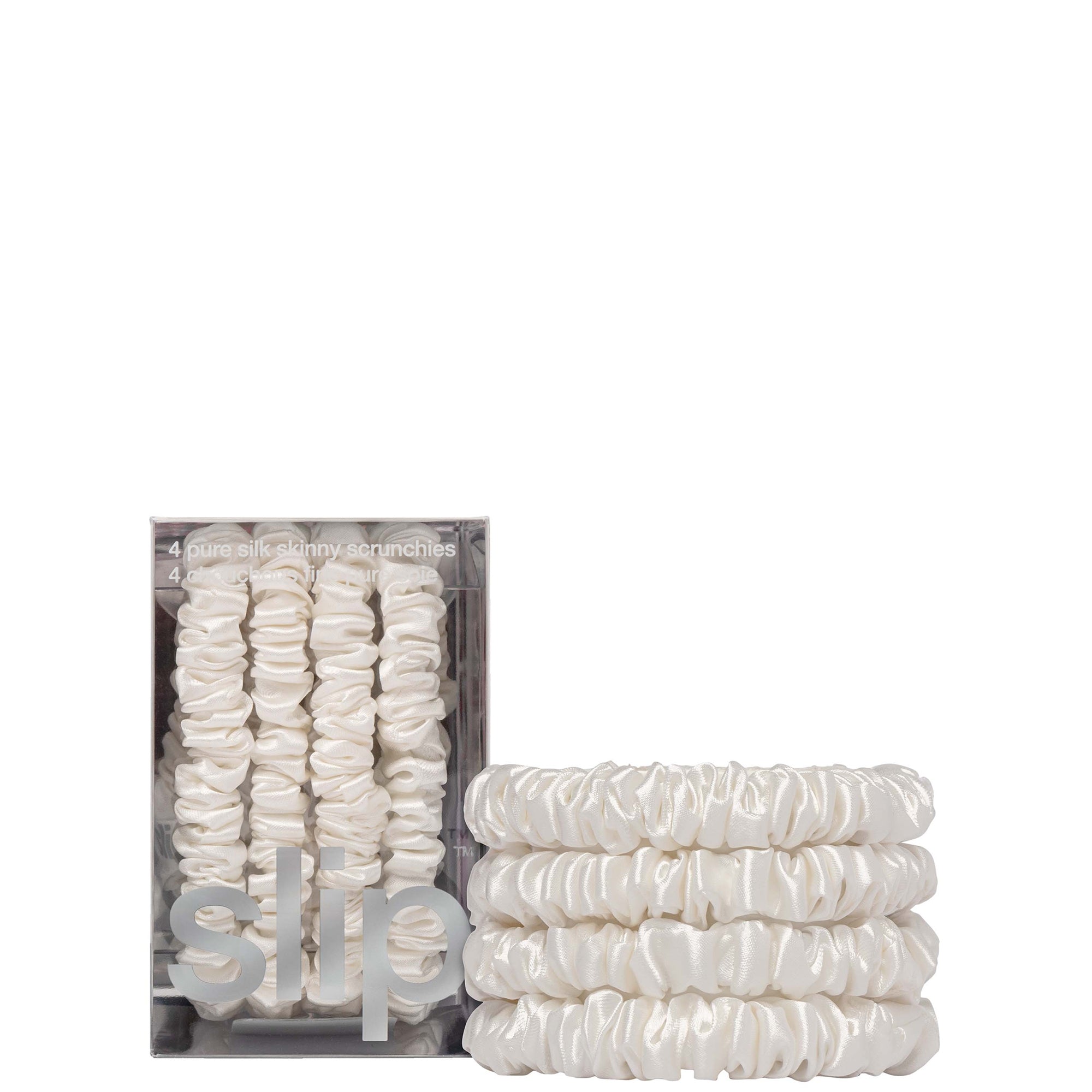 Slip Pure Silk Skinny Scrunchies- White