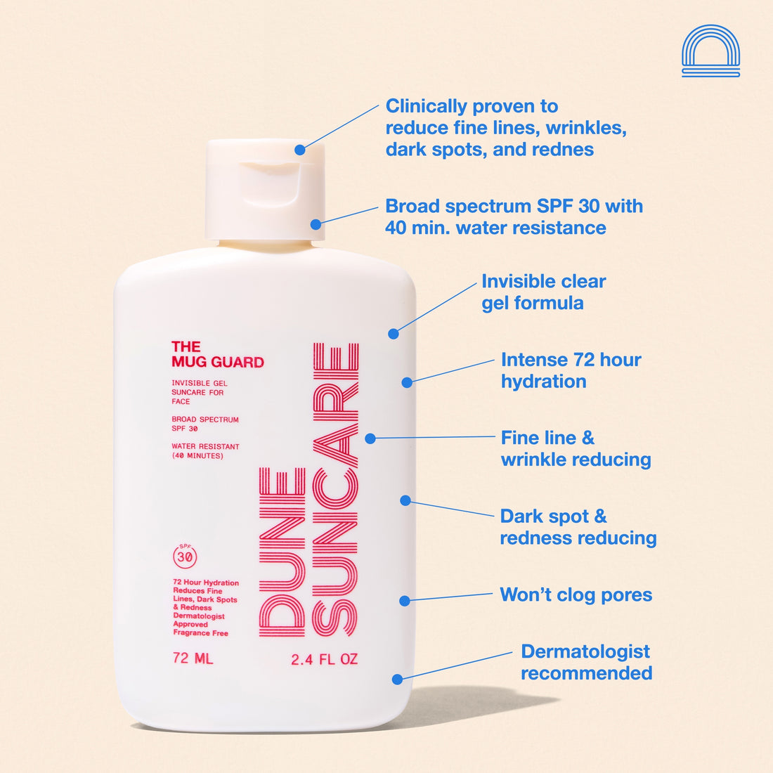 Dune Suncare The Mug Guard - Invisble Gel Suncare For Face - SPF 30