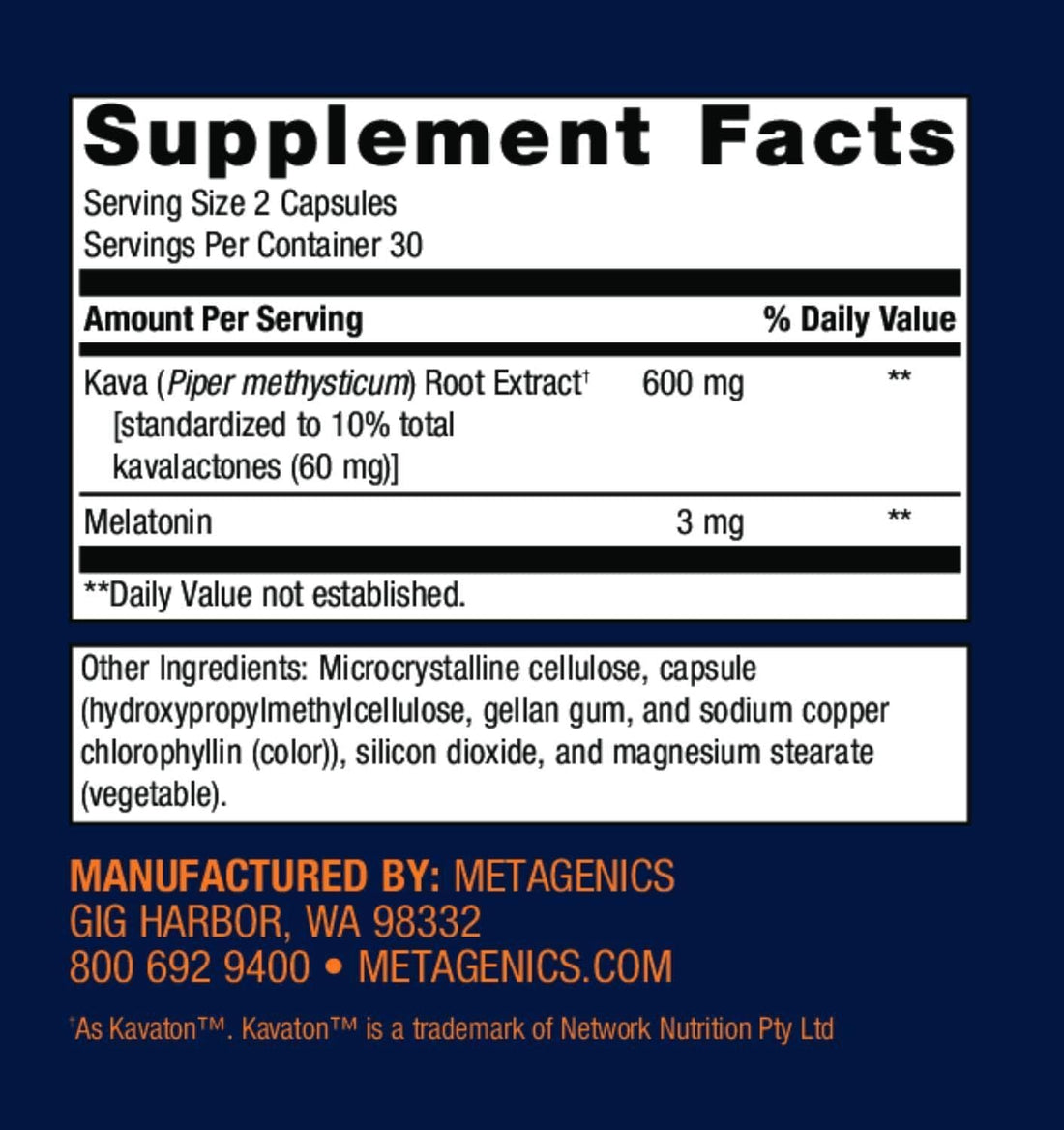 MetaSleep DIETARY SUPPLEMENT