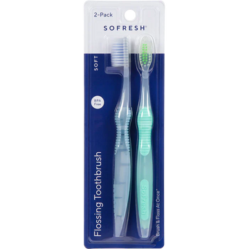 Adult Flossing Toothbrush 2-Pack Soft