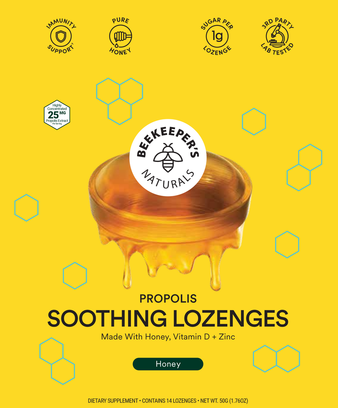 Propolis Soothing Lozenges Honey 14 ct